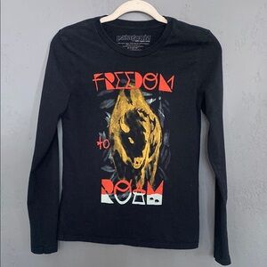 Patagonia Freedom to Roam Black Long Sleeve Buffalo Graphic Tee T-shirt